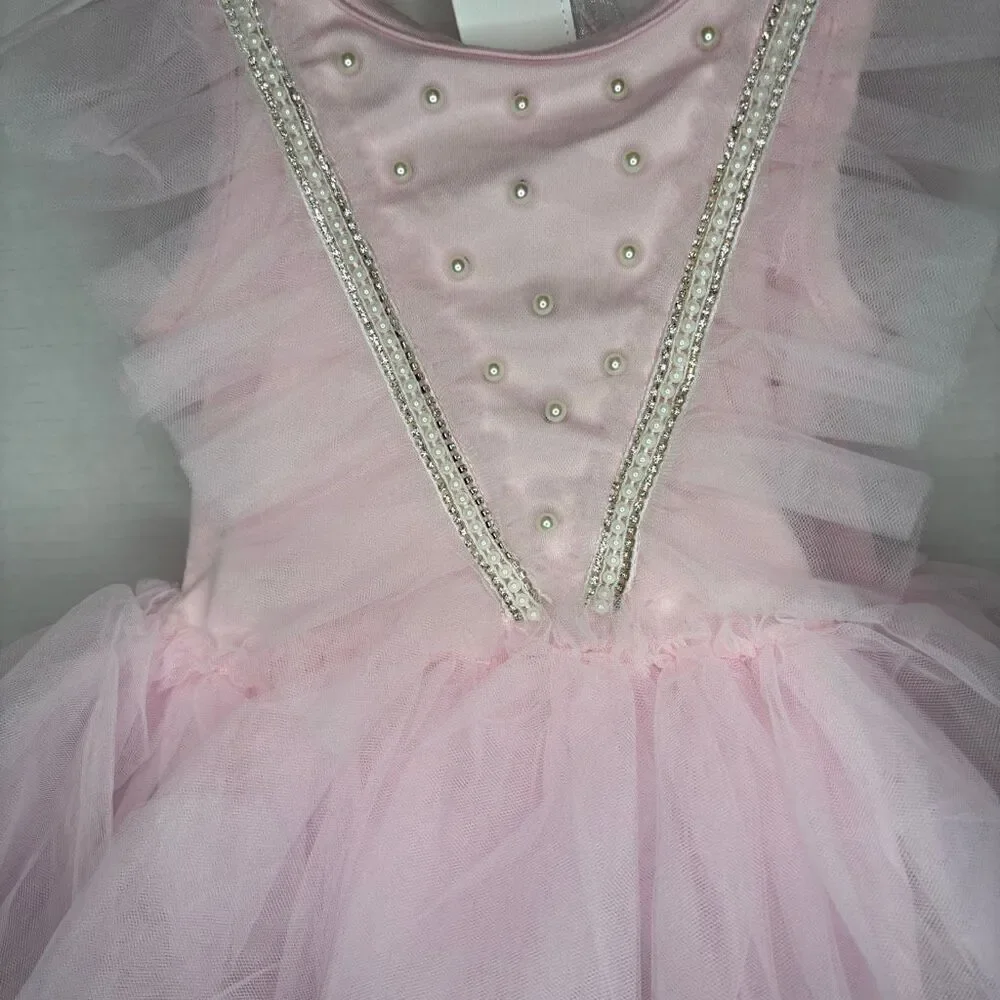 Jessica Simpson Pink Faux Pearl Rhinestone Tule Tutu Dress Up Dress Tiara 2T NWT